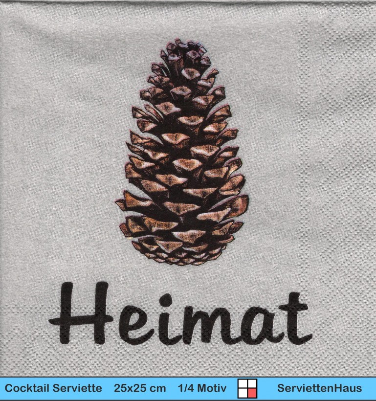 Heimat mit Tannenzapfen - 1 Cocktail Serviette